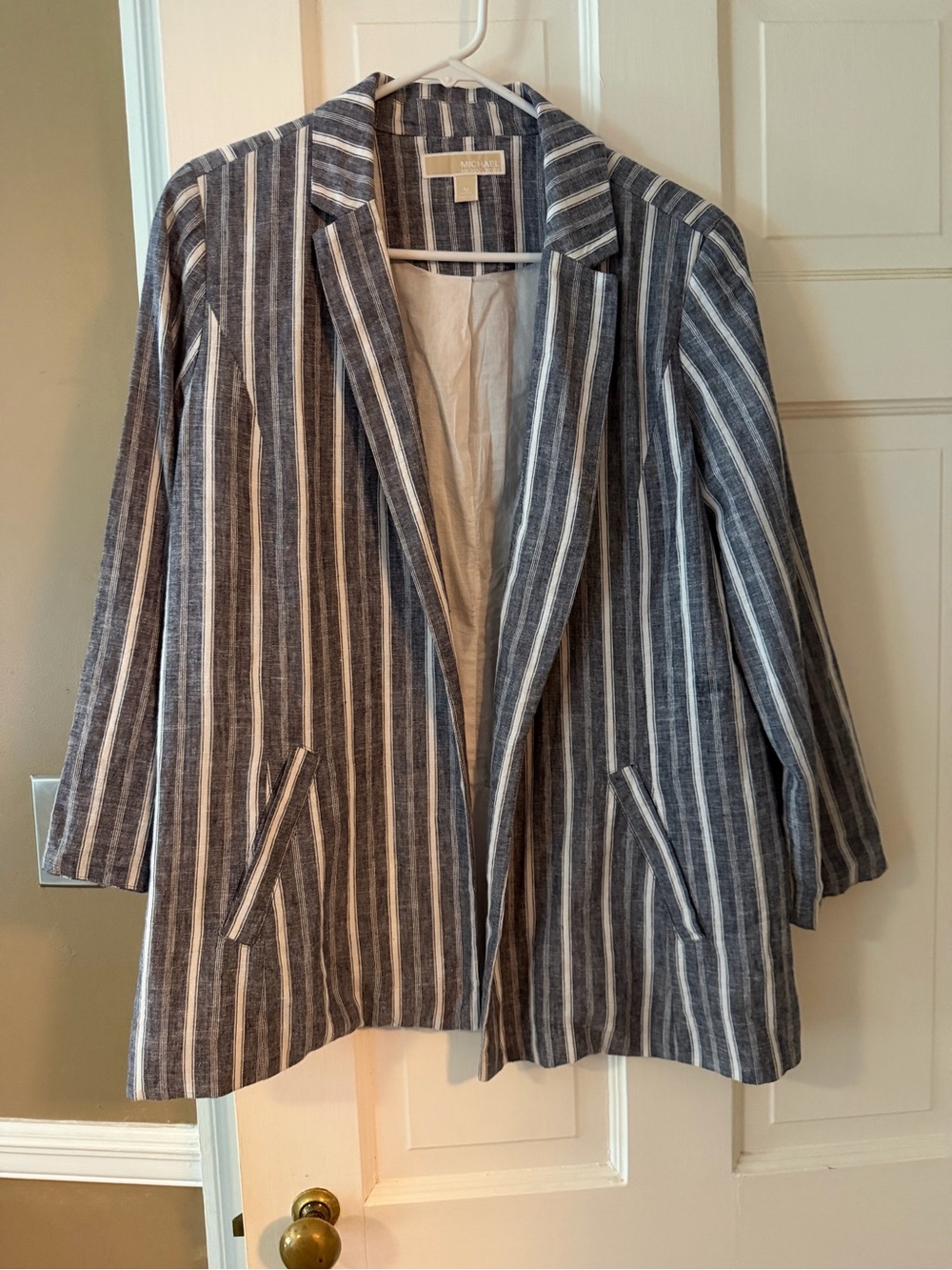 MICHAEL Michael Kors Striped Linen Blazer Jacket M
